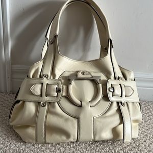 Salvatore Ferragamo cream rich leather hobo